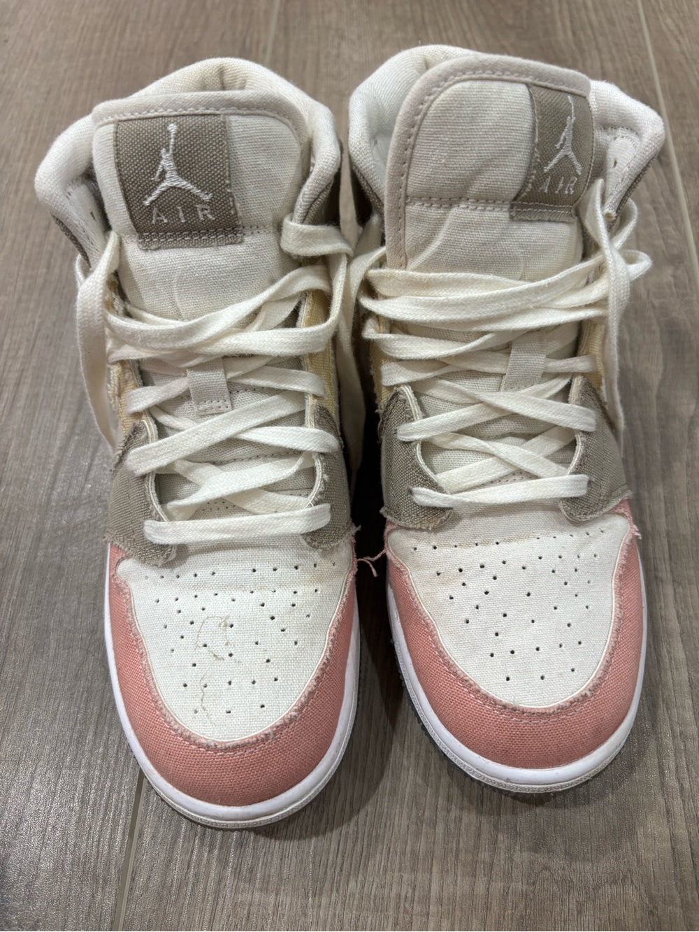 Nike High-Top Sneakers in Cream & Dusty Pink